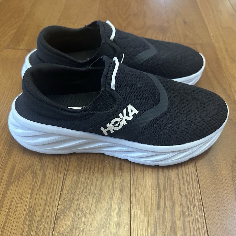 Hoka One One Black and White Slip-On Sneakers
